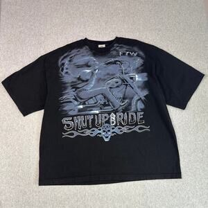 Liquid Blue Shut Up & Ride Skull Rider Shirt Men's 3XL Black Moto T-Shirt 2006 T